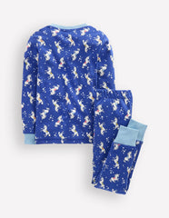 Snug Glow-In-The-Dark Pajamas-Sapphire Blue Unicorns / Boden Sale