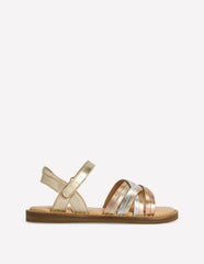 Crossed Leather Sandals-Metallic / Boden Sale