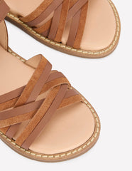 Crossed Leather Sandals-Tan / Boden Online