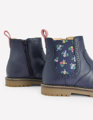 Leather Chelsea Boots-College Navy Floral / Boden