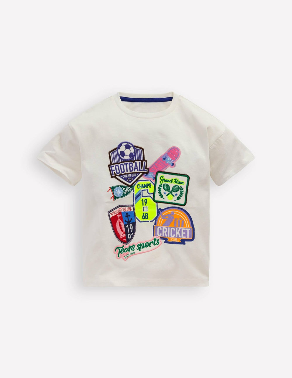 Short Sleeve Badge T-shirt-Soft Ivory Sports / Boden Outlet