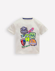 Short Sleeve Badge T-shirt-Soft Ivory Sports / Boden Outlet