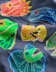 Glow-In-The-Dark T-shirt-Robot Blue Lizards / Boden Sale