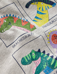 Short Sleeve Graphic T-shirt-Grey Marl Dinos / Boden Sale
