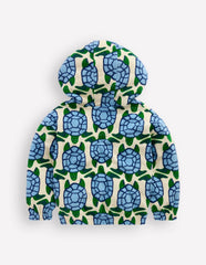 Towelling Pop-over Hoody-Calico White Turtles / Boden On sale