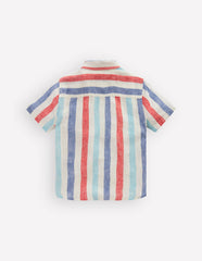 Cotton Linen Shirt-Blue and Red Stripe / Boden Discount