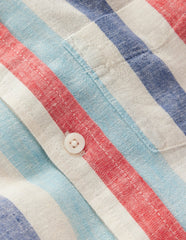 Cotton Linen Shirt-Blue and Red Stripe / Boden Discount