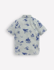 Cotton Linen Shirt-Stripe Seaside / Boden us