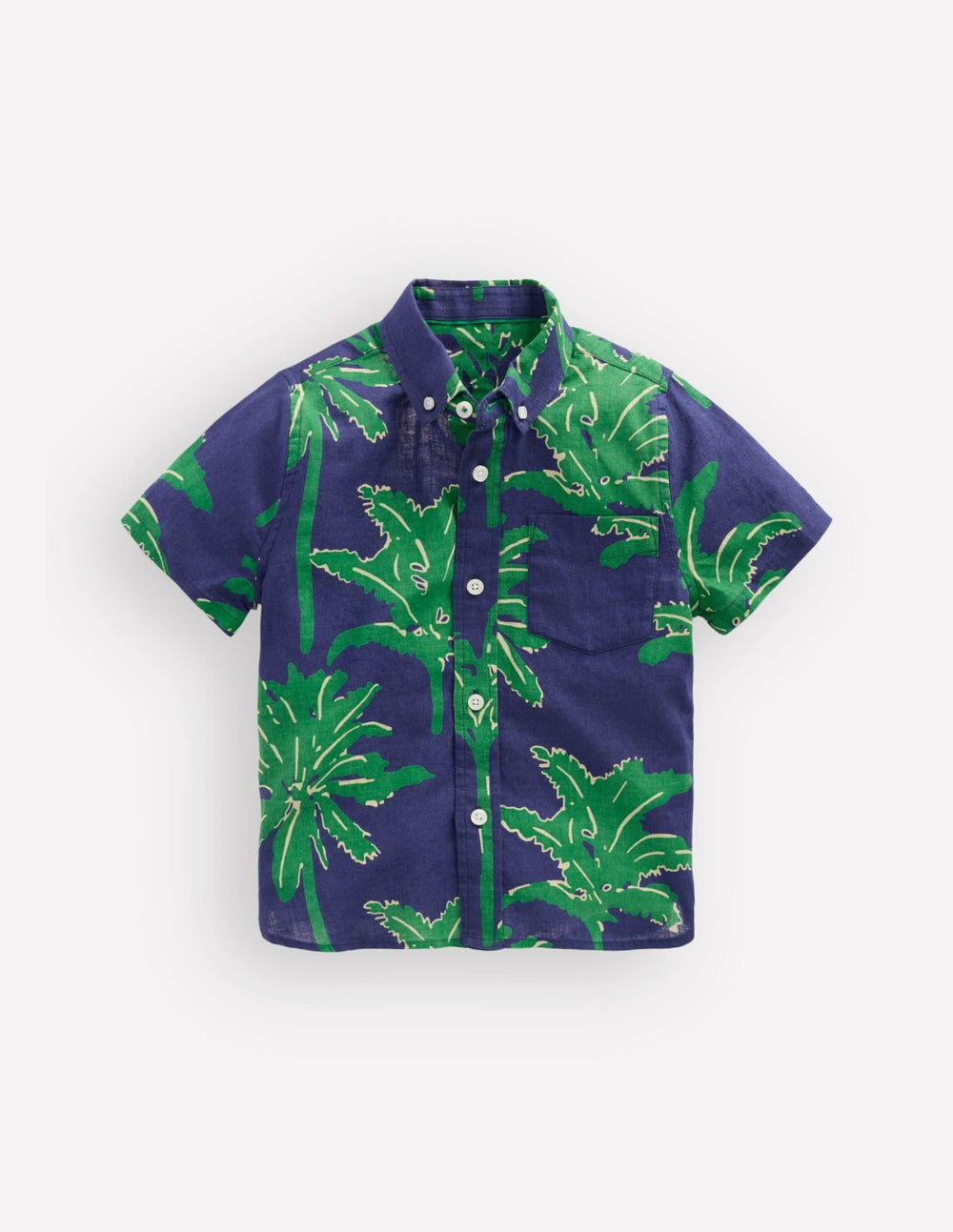 Cotton Linen Shirt-Green Palm Trees / Boden