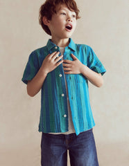 Double Cloth Shirt-Green and Blue Stripe / Boden Online