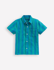 Double Cloth Shirt-Green and Blue Stripe / Boden Online