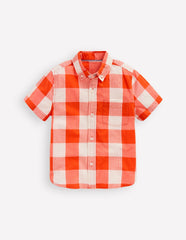 Cotton Gingham Shirt-Orange Seersucker / Boden Online