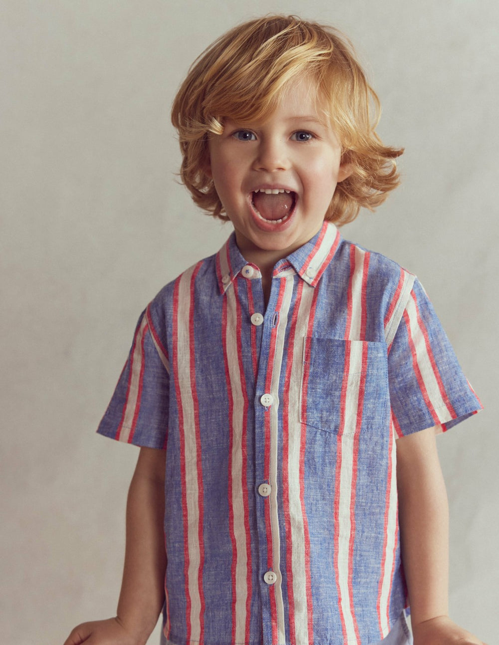 Cotton Linen Shirt-Triple Stripe / Boden Discount