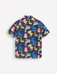 Cotton Linen Shirt-College Navy Multi Sharks / Boden On sale