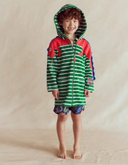 Fun Towelling Zip-up Throw On-Chameleon Green Stripe / Boden Online