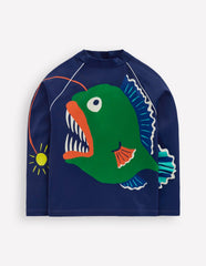 Sun Safe Fun Rash Vest-College Navy Fish / Boden Discount