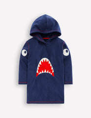 Appliqué Towelling Throw-on-Navy Shark / Boden Discount