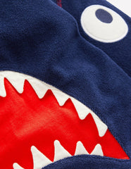 Appliqué Towelling Throw-on-Navy Shark / Boden Discount