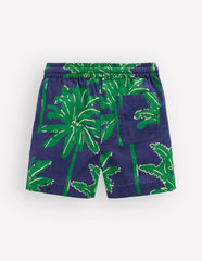 Cotton Linen Shorts-Green Palm Trees / Boden Sale