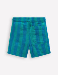 Double Cloth Shorts-Green and Blue Stripe / Boden Discount