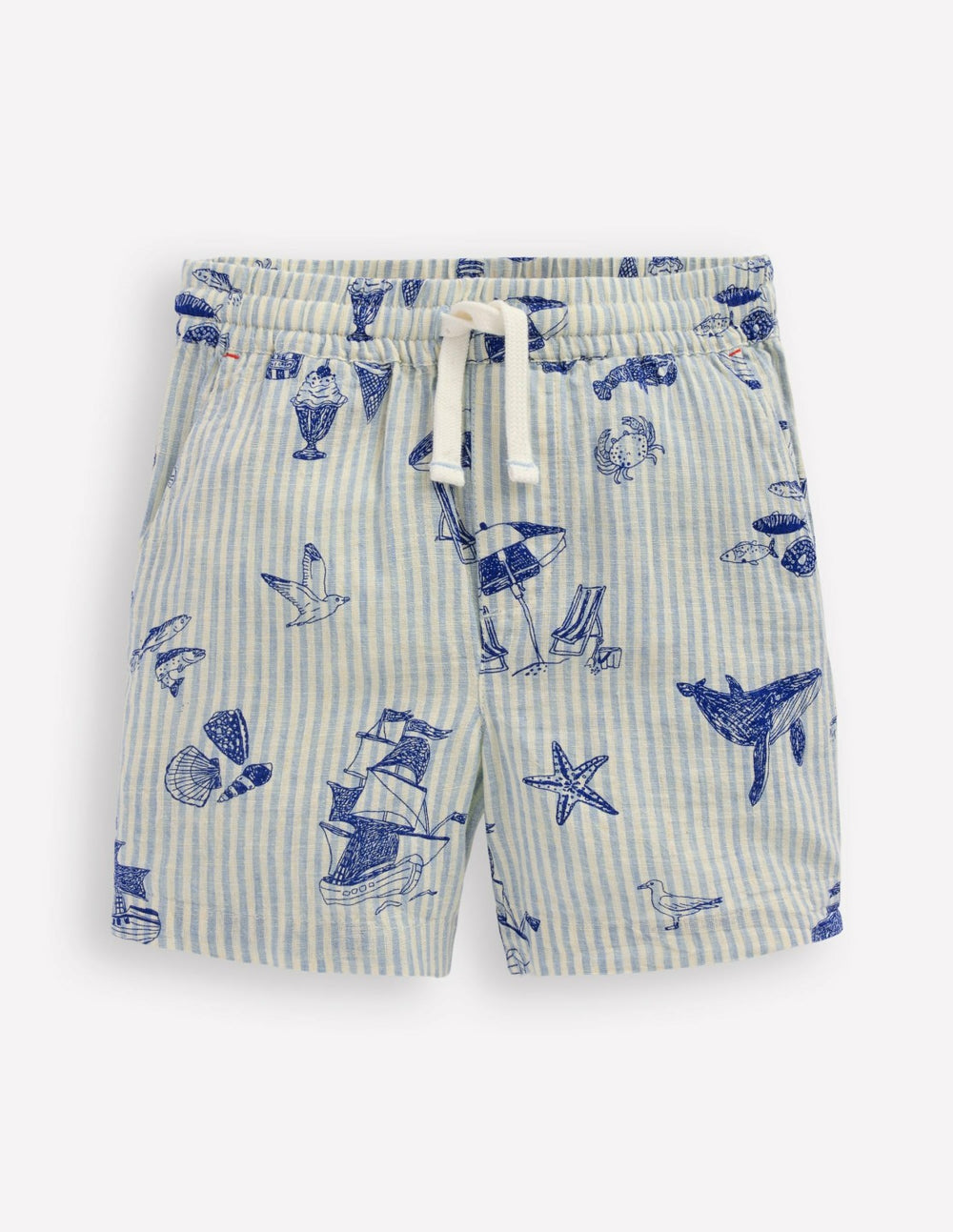 Cotton Linen Shorts-Beach Front / Boden us