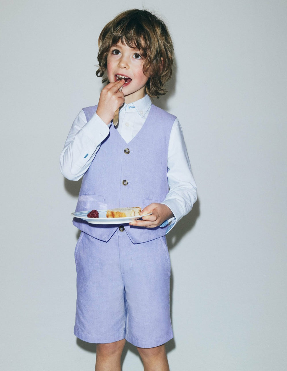 Cotton Oxford Waistcoat-Blue Oxford / Boden