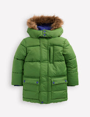 Fleece Lined Padded Coat-Green / Boden Discount