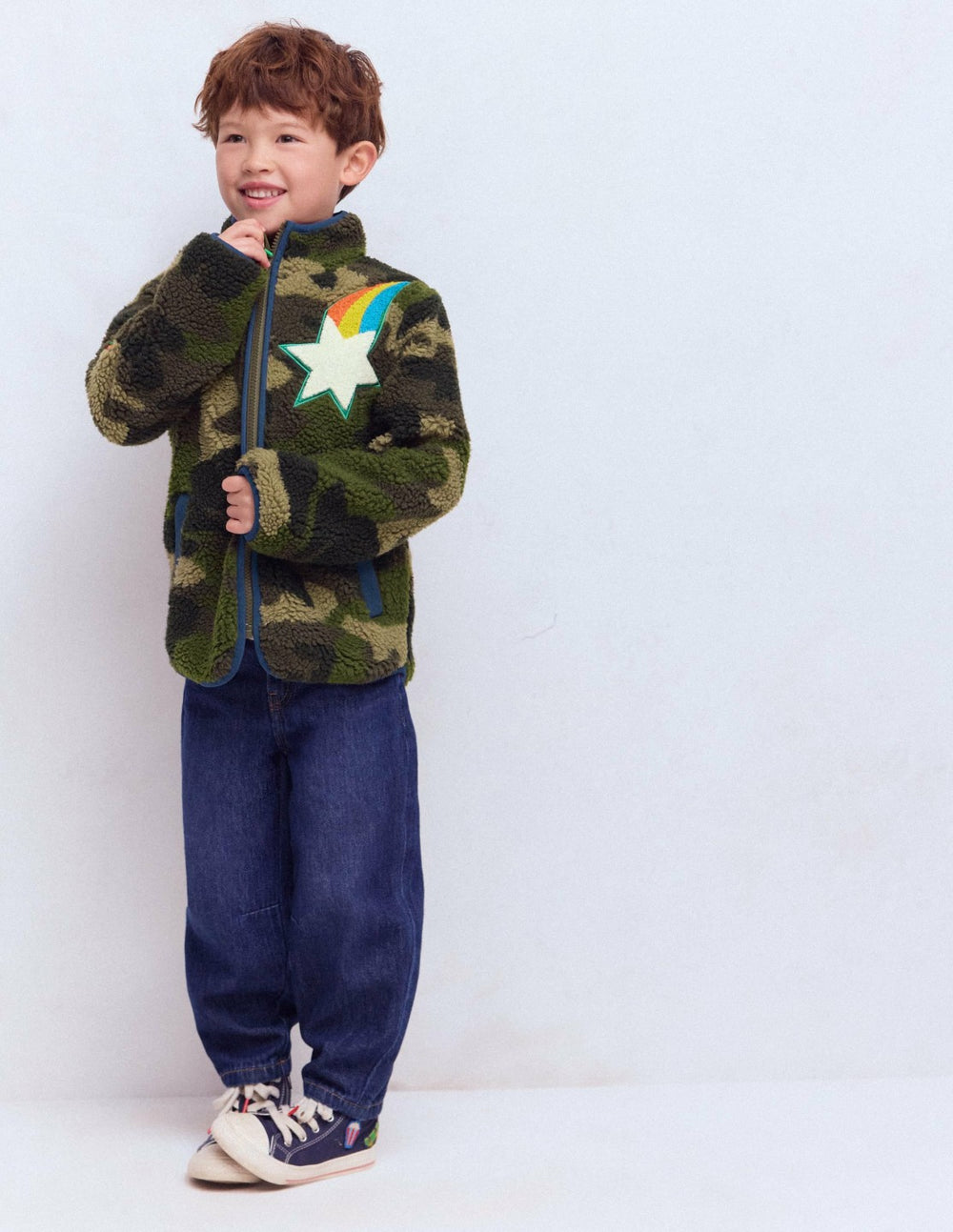Cosy Borg Jacket-Camo Badges / Boden