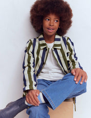 Twill Jacket-Blue and Green Stripe / Boden Outlet