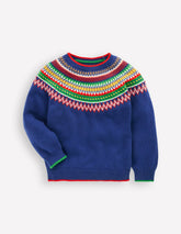 Fair Isle Jumper-Sapphire Blue Multi / Boden Online