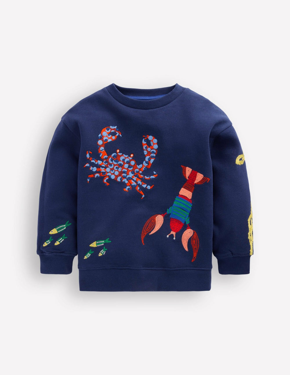 Embroidered Sweatshirt-College Navy Seacreatures / Boden Outlet