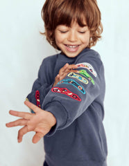 Applique Sweatshirt-Vintage Indigo Cars / Boden