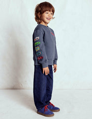 Applique Sweatshirt-Vintage Indigo Cars / Boden