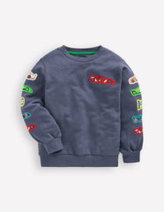 Applique Sweatshirt-Vintage Indigo Cars / Boden