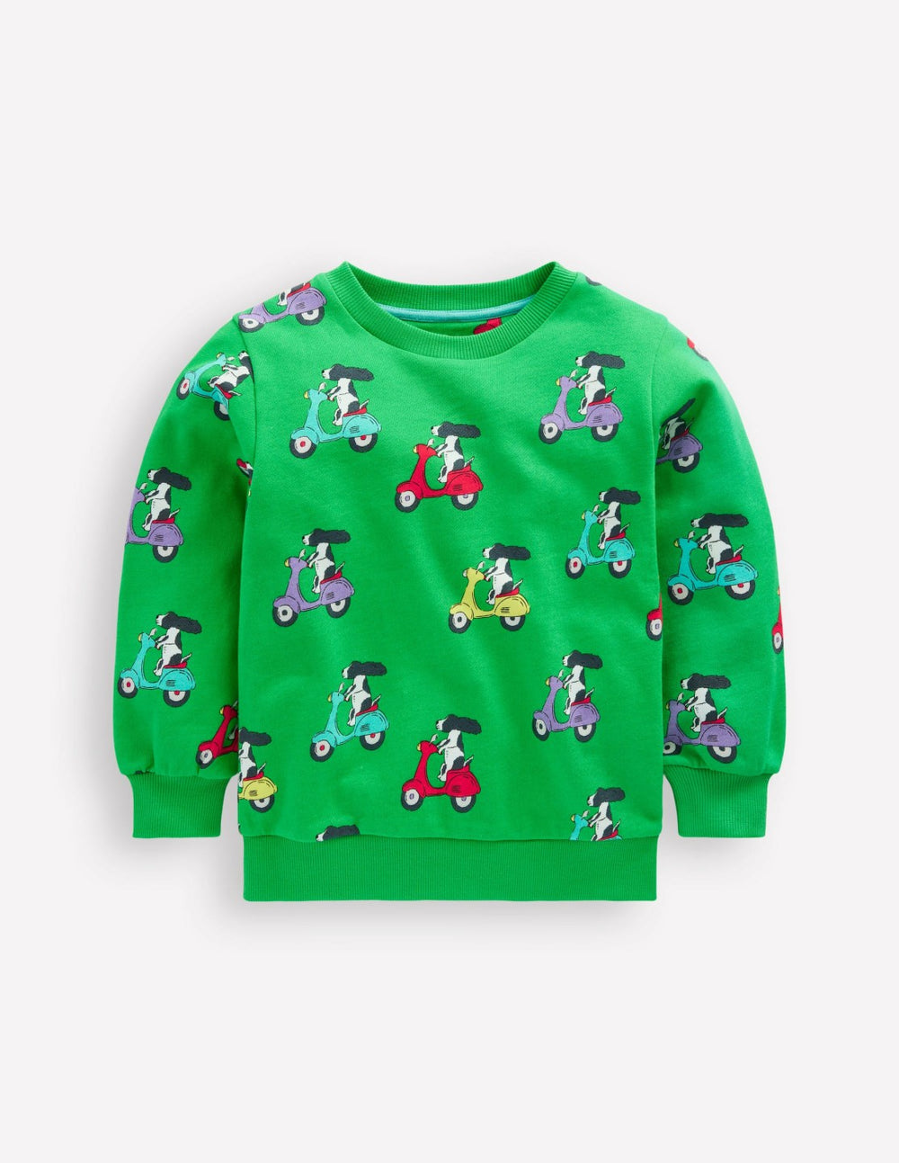 Printed Sweatshirt-Sapling Green Puppy Scooter / Boden Sale