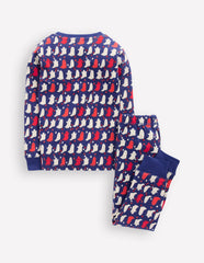 Snug Glow-in-the-dark Pajamas-Twilight Blue Spooky Ghosts / Boden