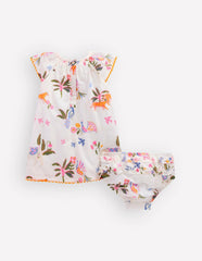 Floaty Shirred Dress-Ivory Jungle Animals / Boden Discount