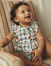 Short Frill Bubble Romper-Multi Elephant Woodblock / Boden On sale