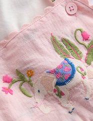 Embroidered Romper Set-Pink Elephant / Boden Online