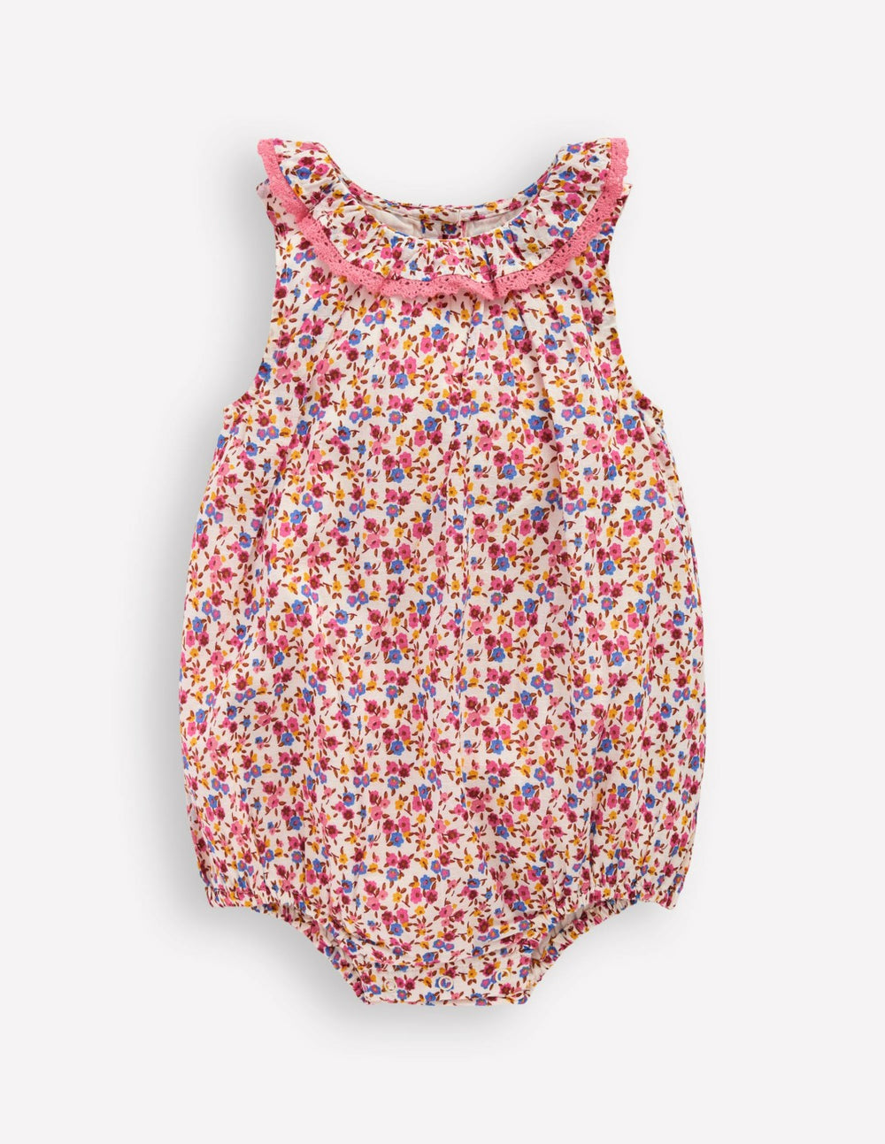 Frill Neck Bubble Romper-Pink Ditsy Floral / Boden us