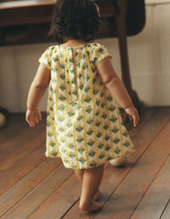Floaty Shirred Dress-Yellow Flower Stem / Boden Sale