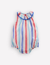 Frill Neck Bubble Romper-Red and Blue Multi Stripe / Boden Discount