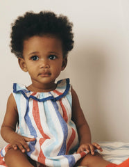Frill Neck Bubble Romper-Red and Blue Multi Stripe / Boden Discount