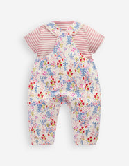 Short Sleeve Jersey Overalls-Ivory Ditsy Meadow / Boden Sale