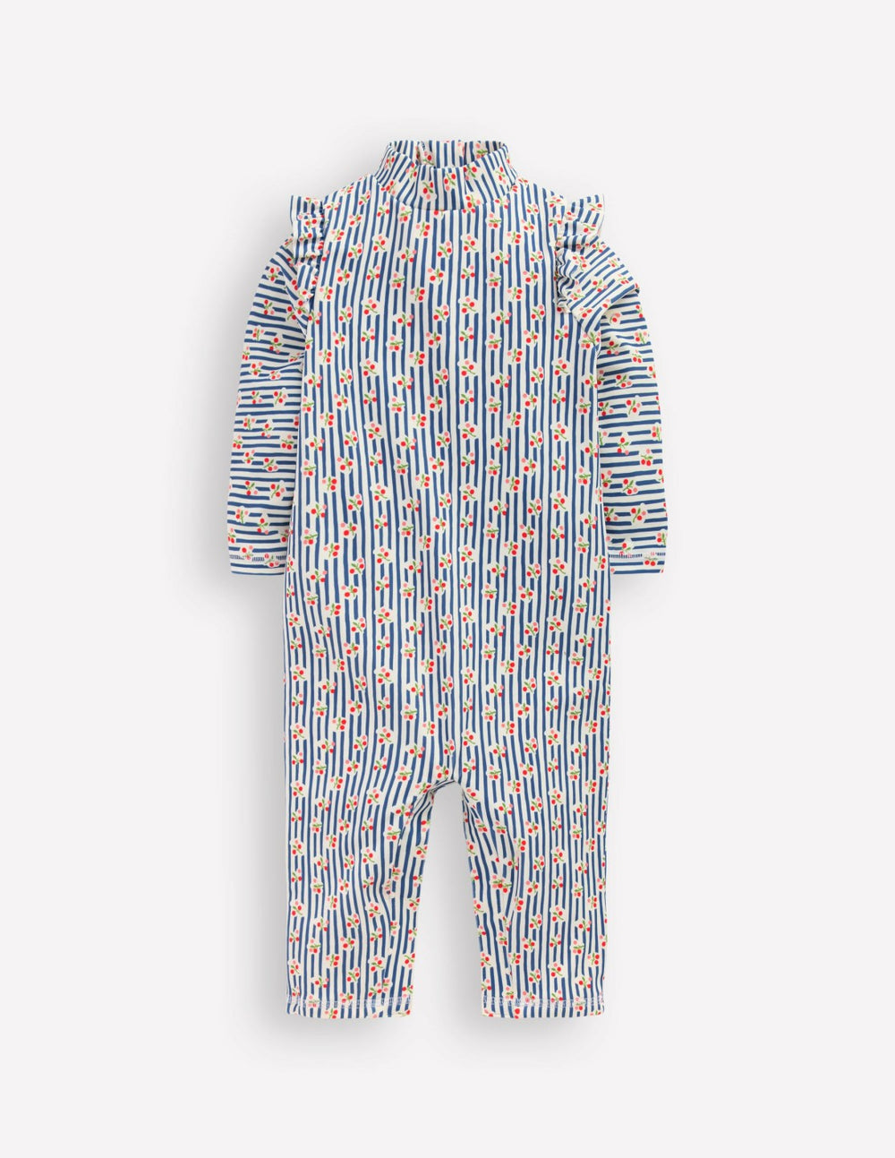 Girls Sun Safe Surfsuit-Stripe Cherries / Boden Outlet