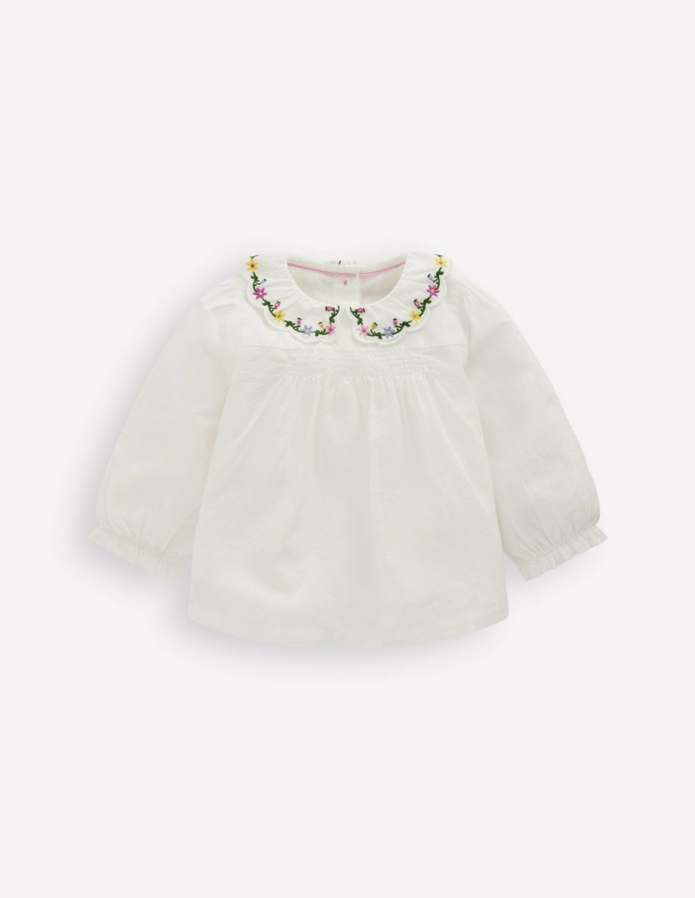 Embroidered Collar Woven Top-Soft Ivory Embroidery / Boden Sale