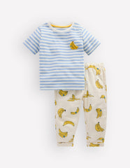 Logo Jersey Woven Play Set-Ivory and Blue Stripe Bananas / Boden us