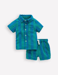 Woven Shirt Play Set-Blue and Green Stripe / Boden On sale