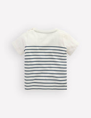 Boys Embroidered T-Shirt-Blue Stripe Chameleon / Boden Discount