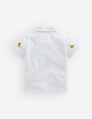 Embroidered Polo-Ivory Bananas / Boden